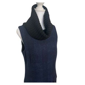 Theory - Navy Sleeveless Turtleneck Wool Shift Dress
